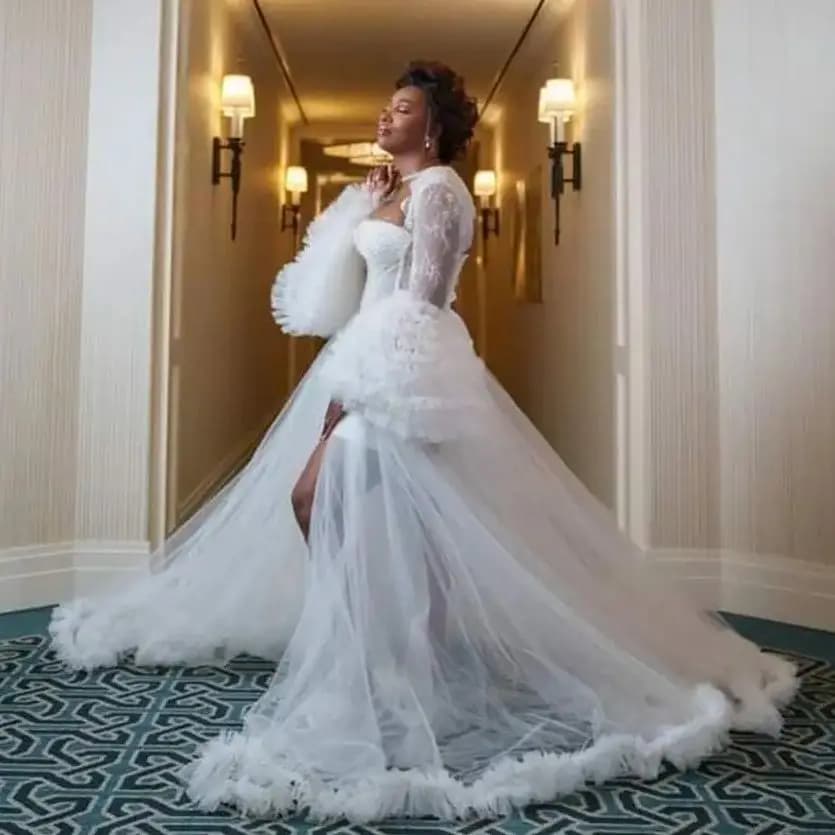 Luxury Bridal Dress Maxi Enveloped Lingerie Women's Personalized Dresses Boudoir Bathrobe Lace Dresses for Babyshower