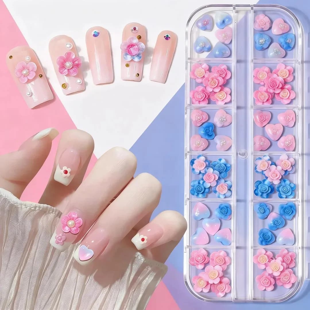 Decorazioni Versatili per Unghie, Scarpe, Borse da Trucco - 12 Griglie di Gemme Scintillanti Flatback in Cristallo, Strass per Nail Art