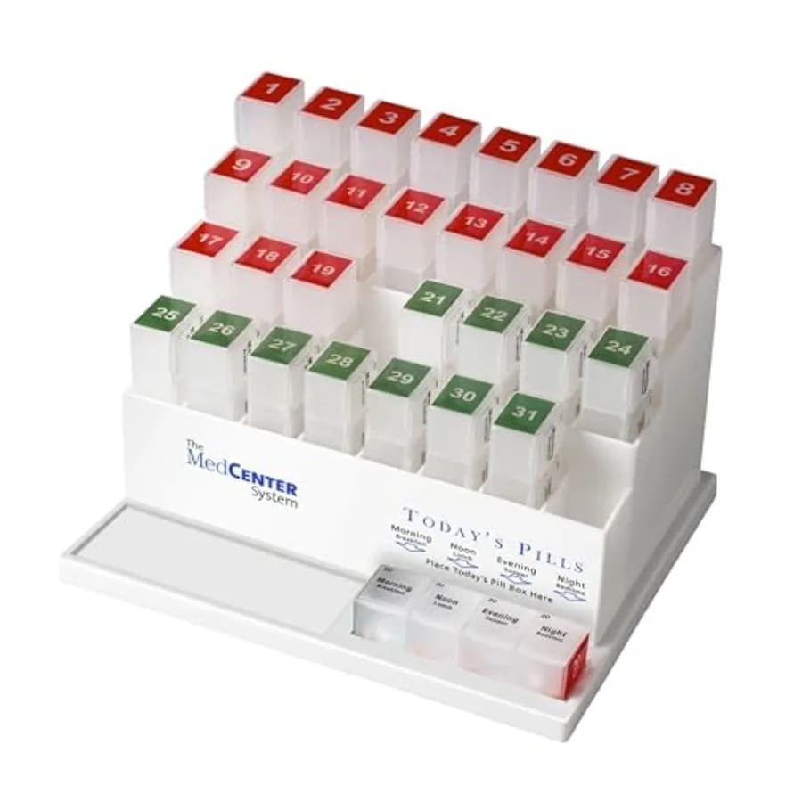 Organizzatore Mensile per Pillole HSA/FSA, 4 Volte al Giorno, Grande Contenitore con 31 Scomparti per Vitamine, Integratori, Medicinali