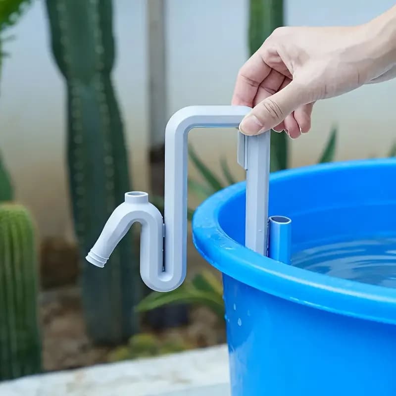 Kit of transfer and overflow tools for rainwater Self-adhesive siphon hose with anti-intasation design Automatic drainage and filling system