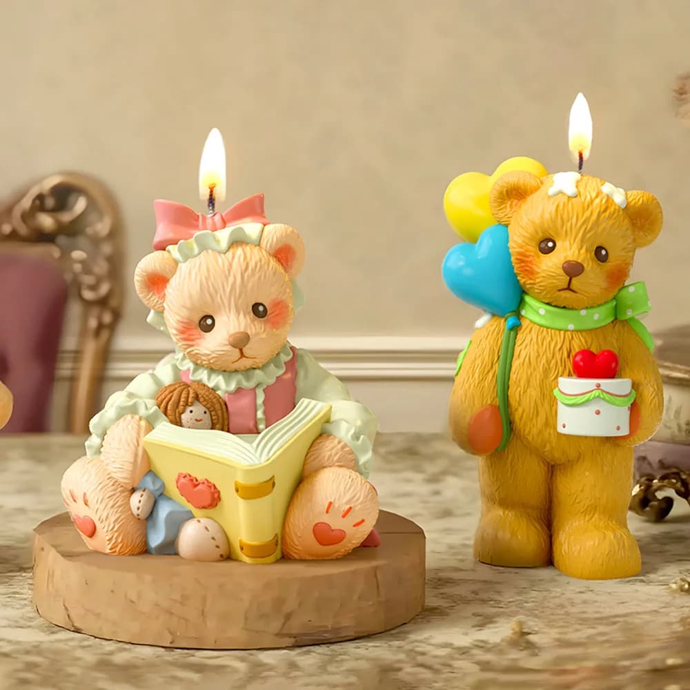 Cartoon Bear Clay Plaster Concrete Molds DIY Decorative Bears Epoxy Resin Mould Craft Art Ornament Soap Candle Silicone Mold