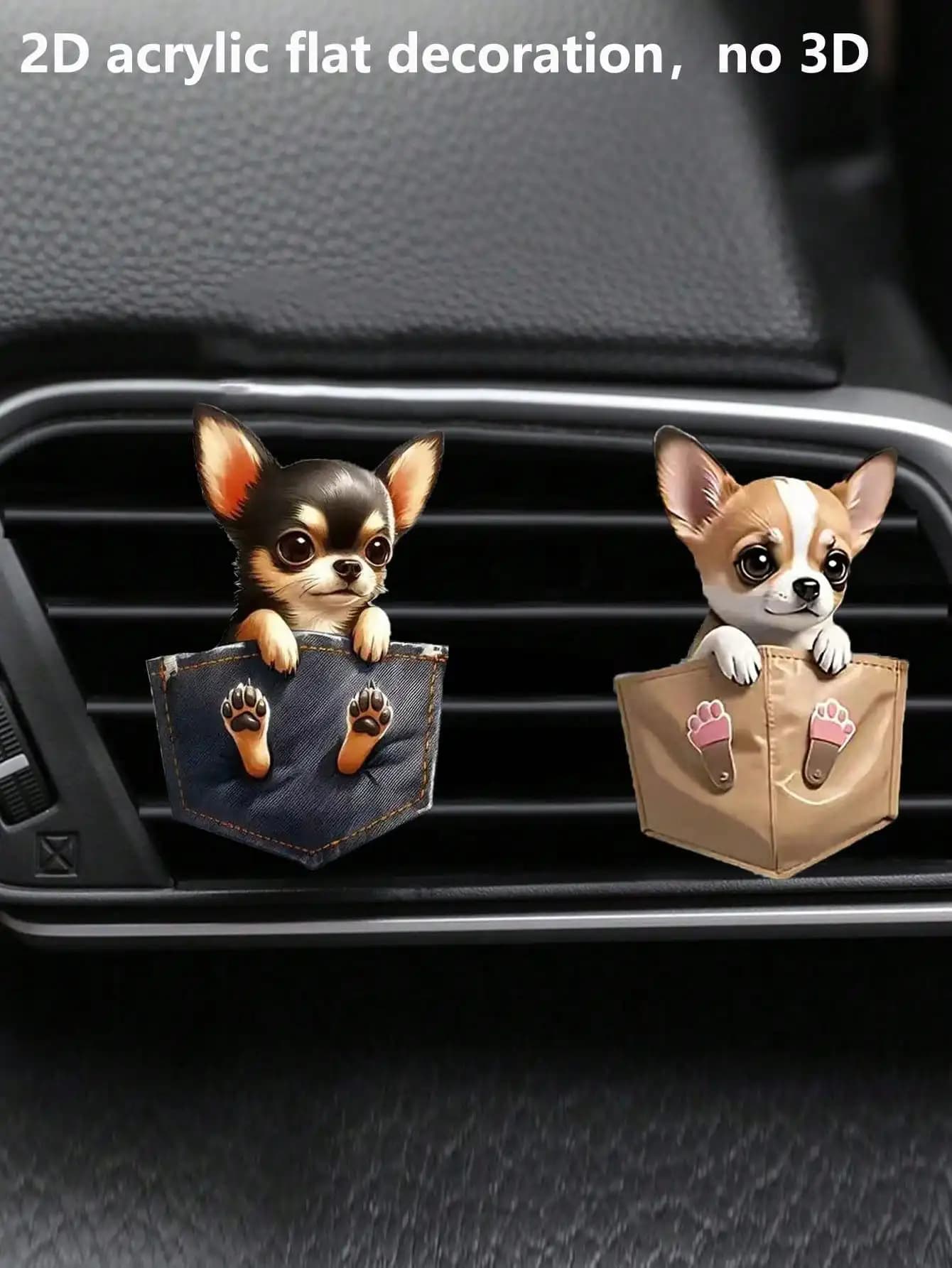 Diffusore di Fragranza per Auto a Forma di Cane, Clip per Bocchetta di Ventilazione, Decorazione Interna Auto, Deodorante per Auto (1 o 2 Pezzi)