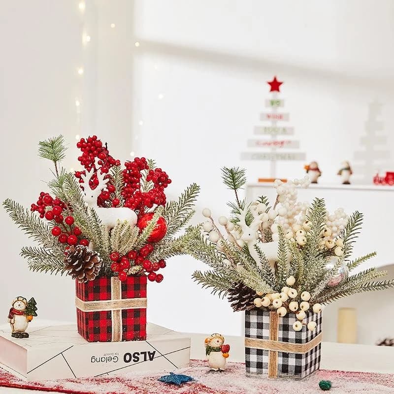 Decorazione per Albero di Natale, Pianta in Vaso, Regalo Festivo, Decoro per Hotel, Piccoli Articoli Festivi, Decorazioni Natalizie