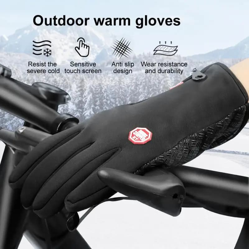 Winter gloves for men waterproof cold windproof gloves Snowboard motorcycle riding glove guide with warm zipper Touchscreen