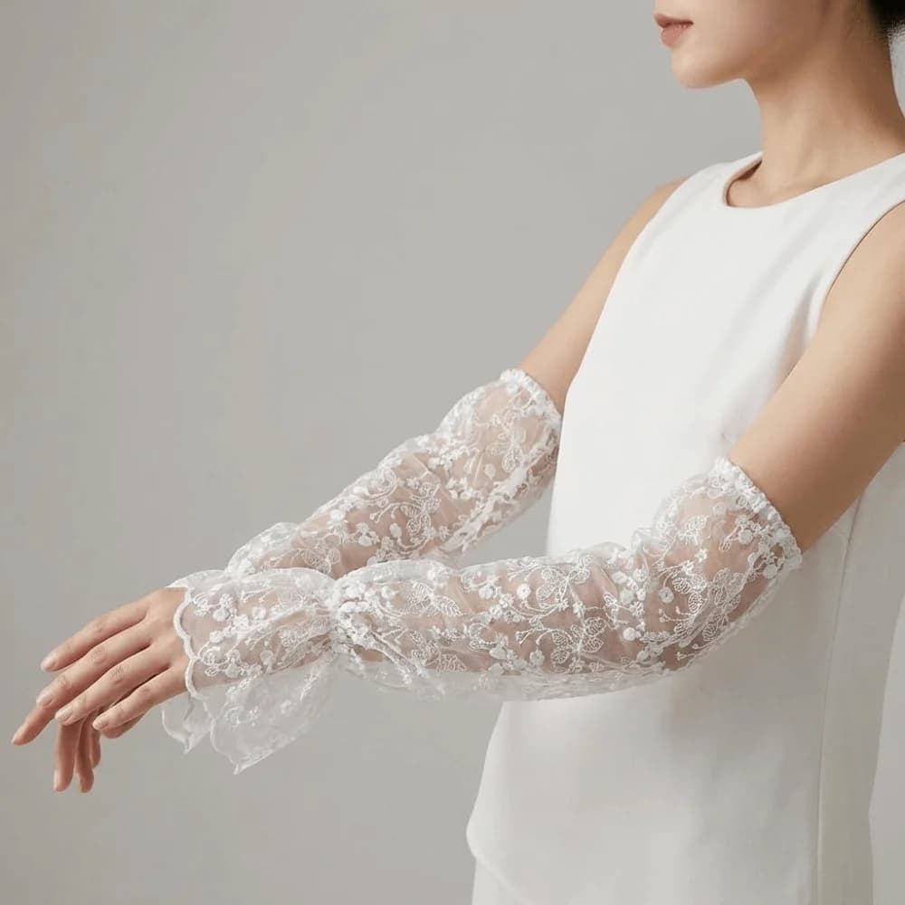 Hands Breathable Ice Silk Elastics with Network Drilled, Solar Protection for Arms, Floral Cover Larga for Girl