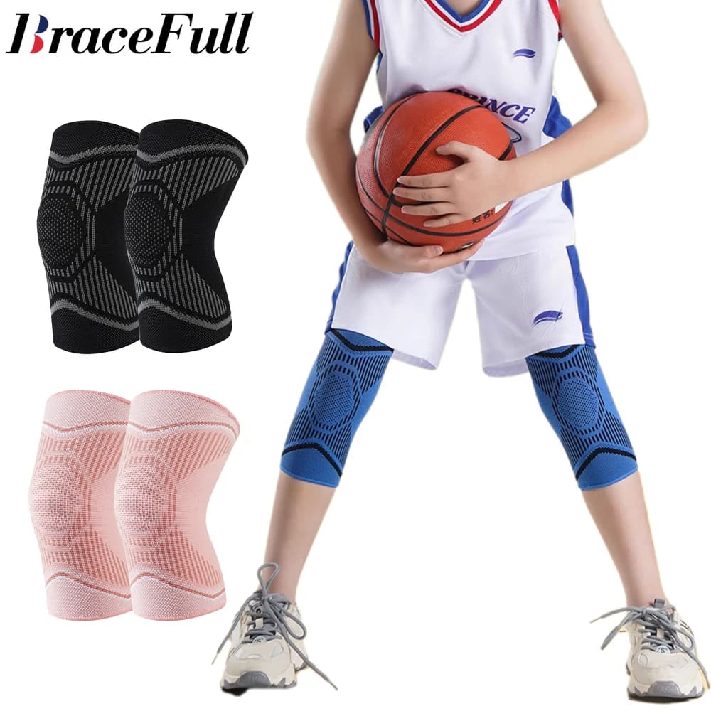 1 paio di ginocchiere per bambini, ginocchiere per bambini, supporto per bambini, compressione, manicotti per bambini, per basket, pallavolo, sport