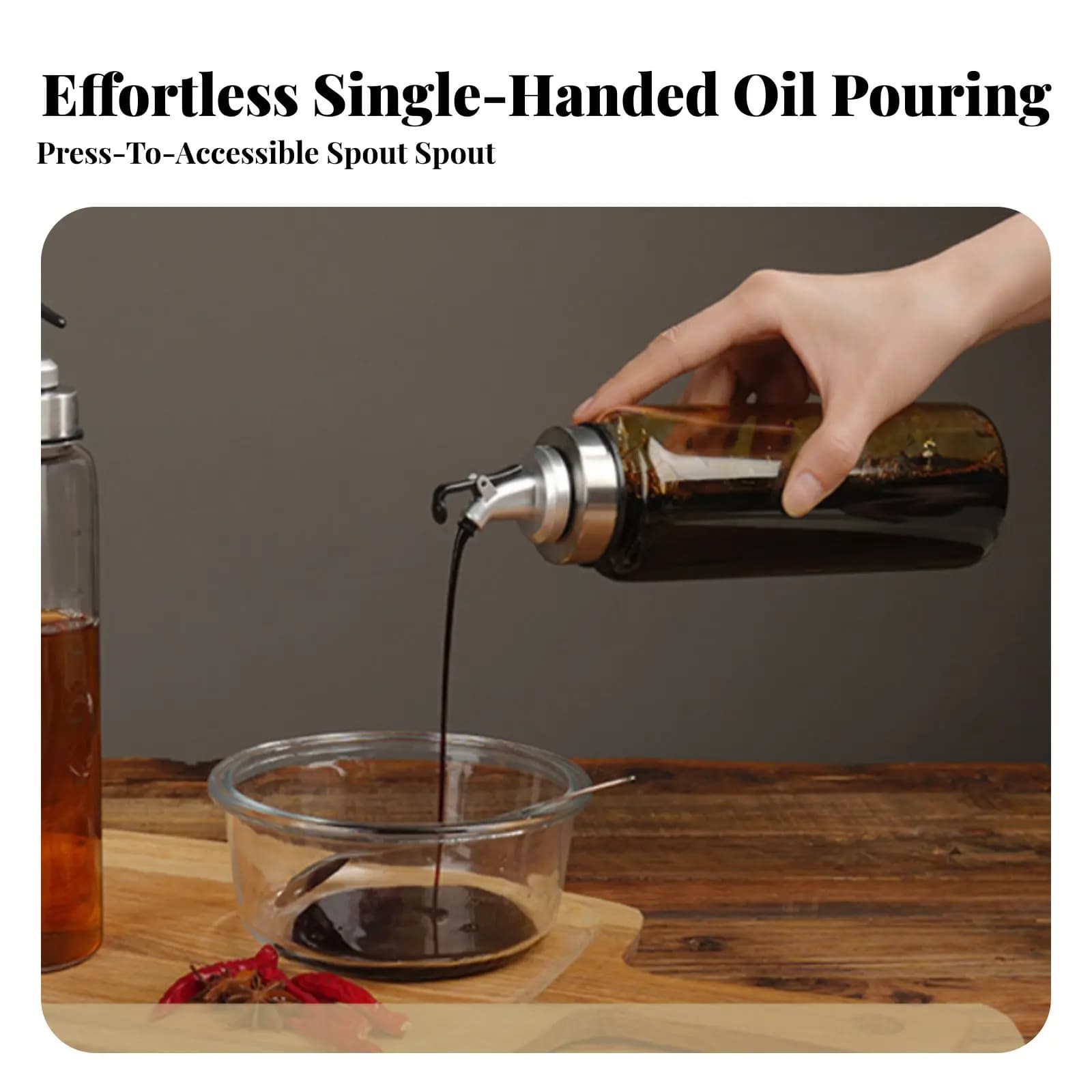 Bottiglia per Olio in Vetro Antigoccia, Dispenser di Olio a Prova di Perdite con Beccuccio Attivabile all'Inclinazione, Materiali per Alimenti, Utensili da Cucina