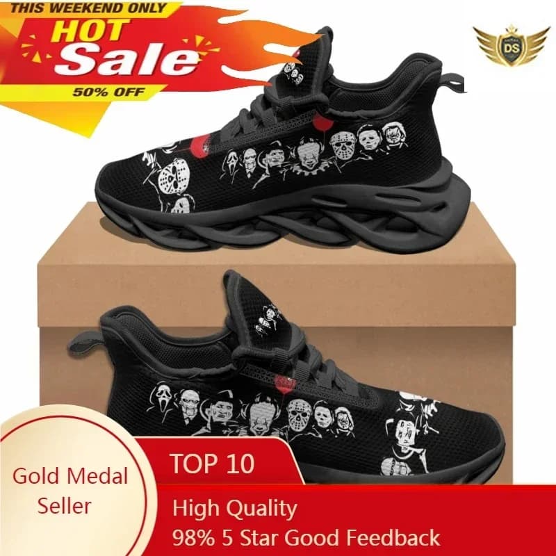 Scarpe basse casual con design di film horror Scarpe da ginnastica classiche di tendenza alla moda Scarpe da corsa resistenti all'usura antiscivolo per esterni