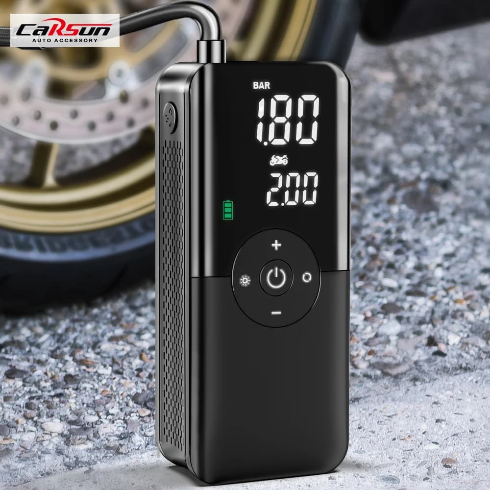 Carsun Compressore d'aria 12v Pompa d'aria per auto Gonfiatore portatile per pneumatici Pompa elettrica per moto Compressore d'aria per auto bicicletta