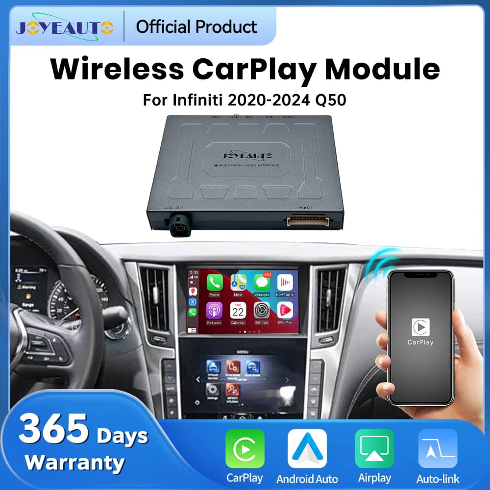 New JoyeAuto Decoder Wireless CarPlay Android Auto Module Car Intelligent Systems for Infiniti 2020-2024 Q50 Mirror-Link AirPlay
