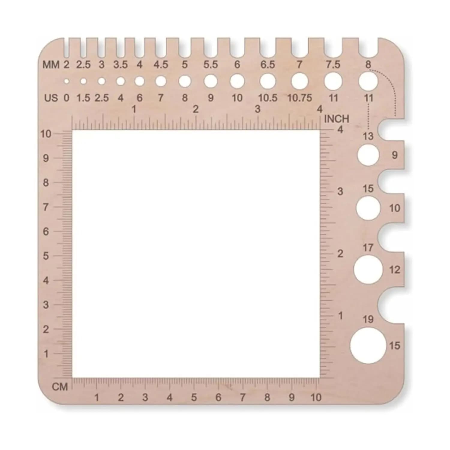 Embroidery Thread Knitting Needle Gauge Wrapping DIY Measure Rule Wooden Essential Template Spinners Yarn Measuring Tools