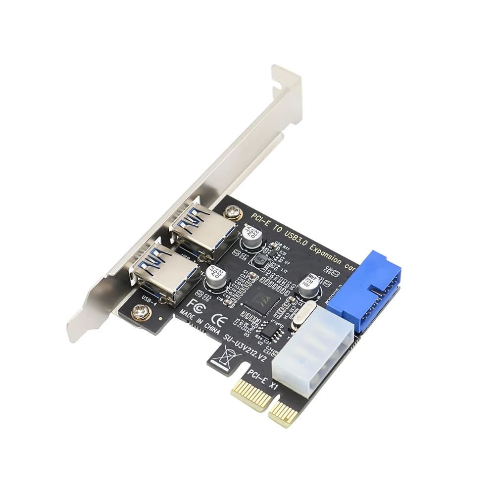Pannello frontale PCI Express USB 3.0 a 2 porte con adattatore per scheda di controllo a 4 pin e 20 pin