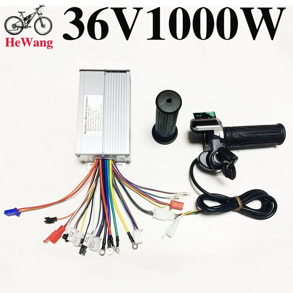 36V 1000W 30A Electric Bicycle Brushless Motor Controller with Lock LED Display Throttle Grip Set for Electric Scooters