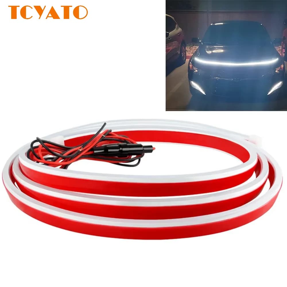 Striscia LED per Cofano Auto TCYATO, Luci Diurne DRL con Effetto Scansione, Strisce LED Decorative per Fari Auto, Accessori Auto
