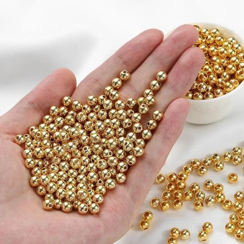 Gold Plated Ball Crimp End Beads Premium Quality 100Pcs Mini for DIY Anklet Earring Jewelry Making Art Supplies