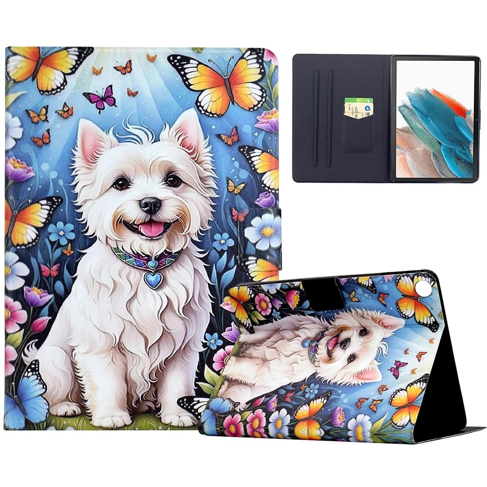 Stand Case for Samsung Galaxy Tab A8 10.5 (2021) X205 / X200 Pattern Printing Tablet Leather Cover - Dog