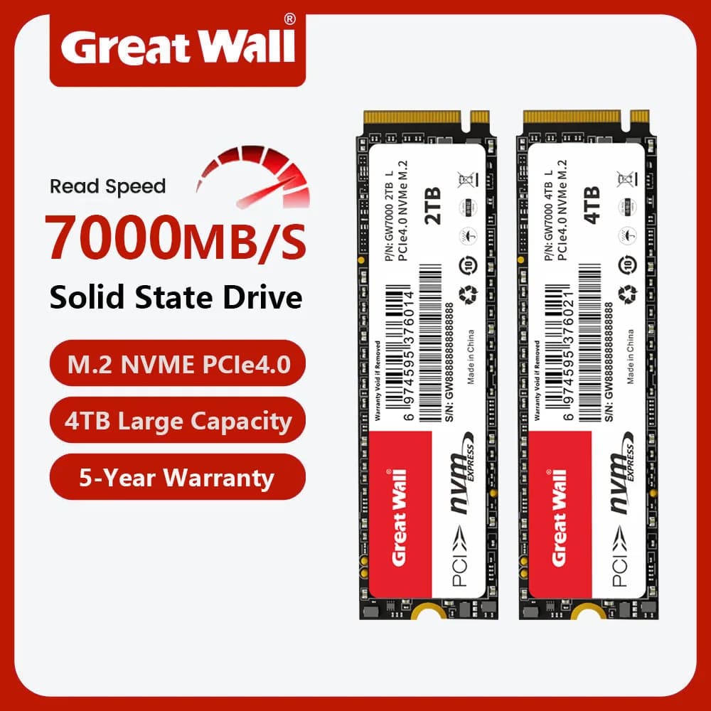 Unità a Stato Solido Interna Great Wall M.2 2280 PCIe 4.0 NVMe SSD per Giochi, Compatibile con PS5 e Laptop PC