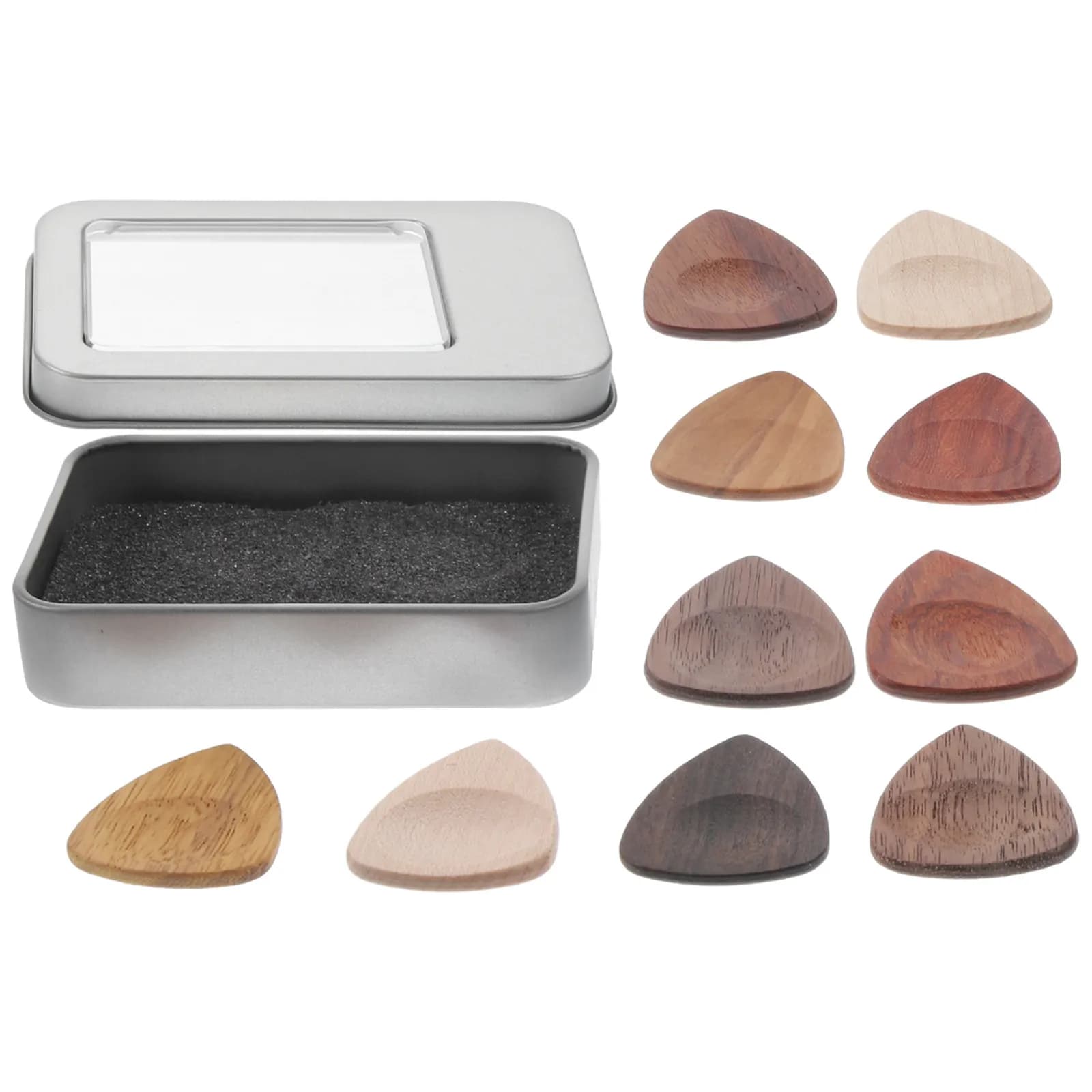 Set di 1 paio di plettri in legno ecologici per chitarra, elettrica, acustica, basso, ukulele - Spessi, resistenti, per un suono chiaro e potente a lunga durata