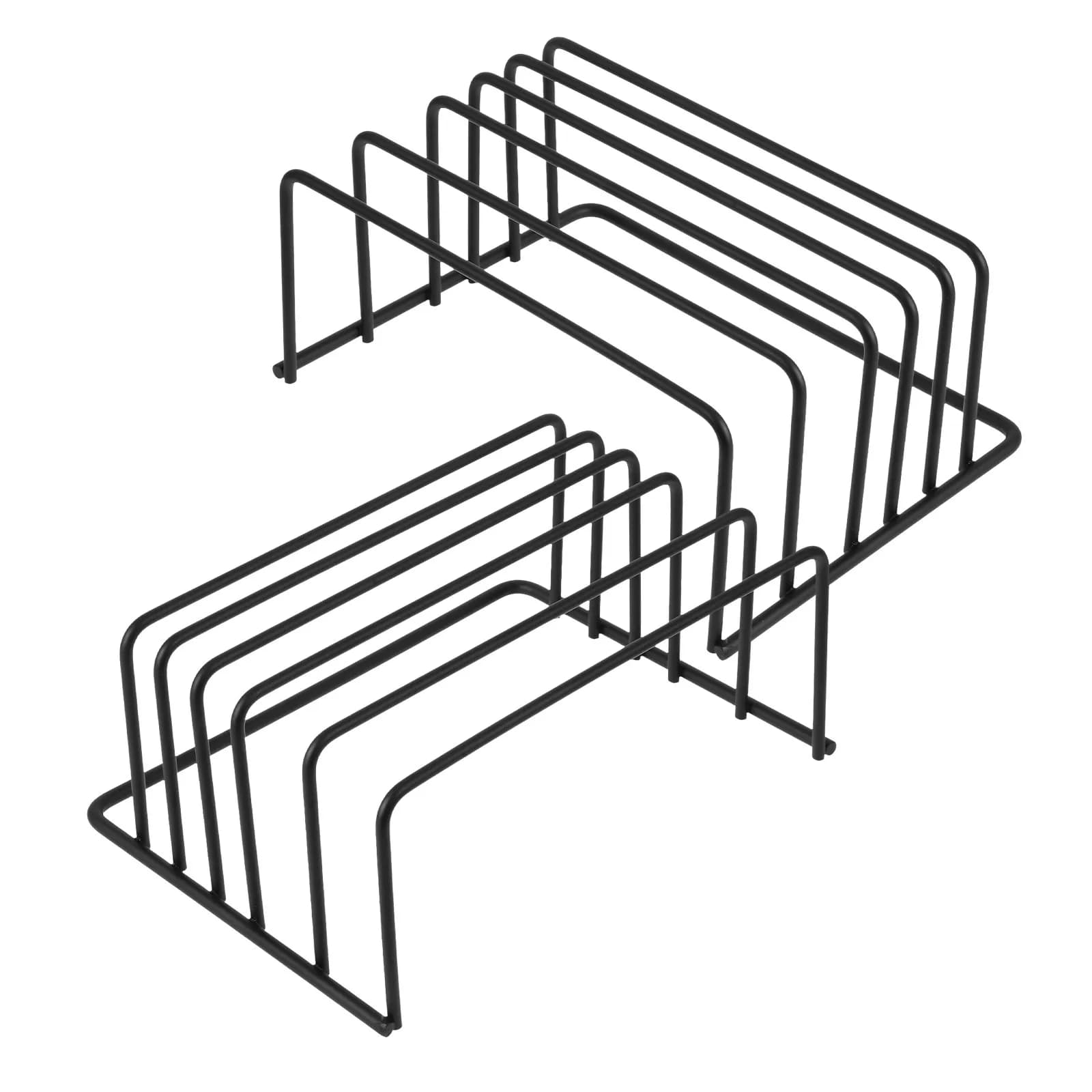 2Pcs Kitchen Storage Rack Lid Organizer Metal Adjustable Pot Cutting Board Holder Cabinet Space Saver Cooking Tool Stand