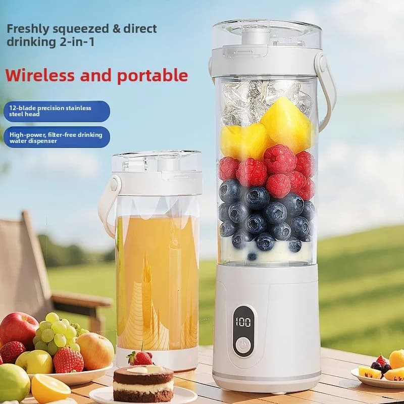 Frullatore Elettrico Portatile 600ML | Frullatore USB Ricaricabile per Smoothie, Estrattore di Succo di Frutta Fresca per Uso Esterno e Quotidiano