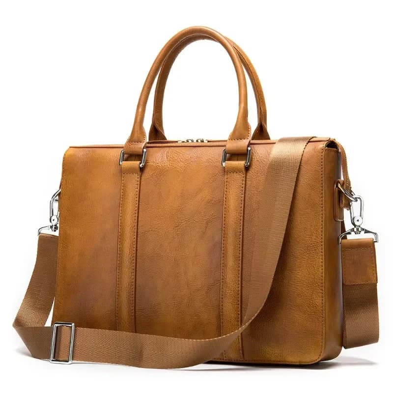 Men's Office and Business Laptop Crossbody Bag Handmade Handbag Genuine Vintage Leather Briefcase