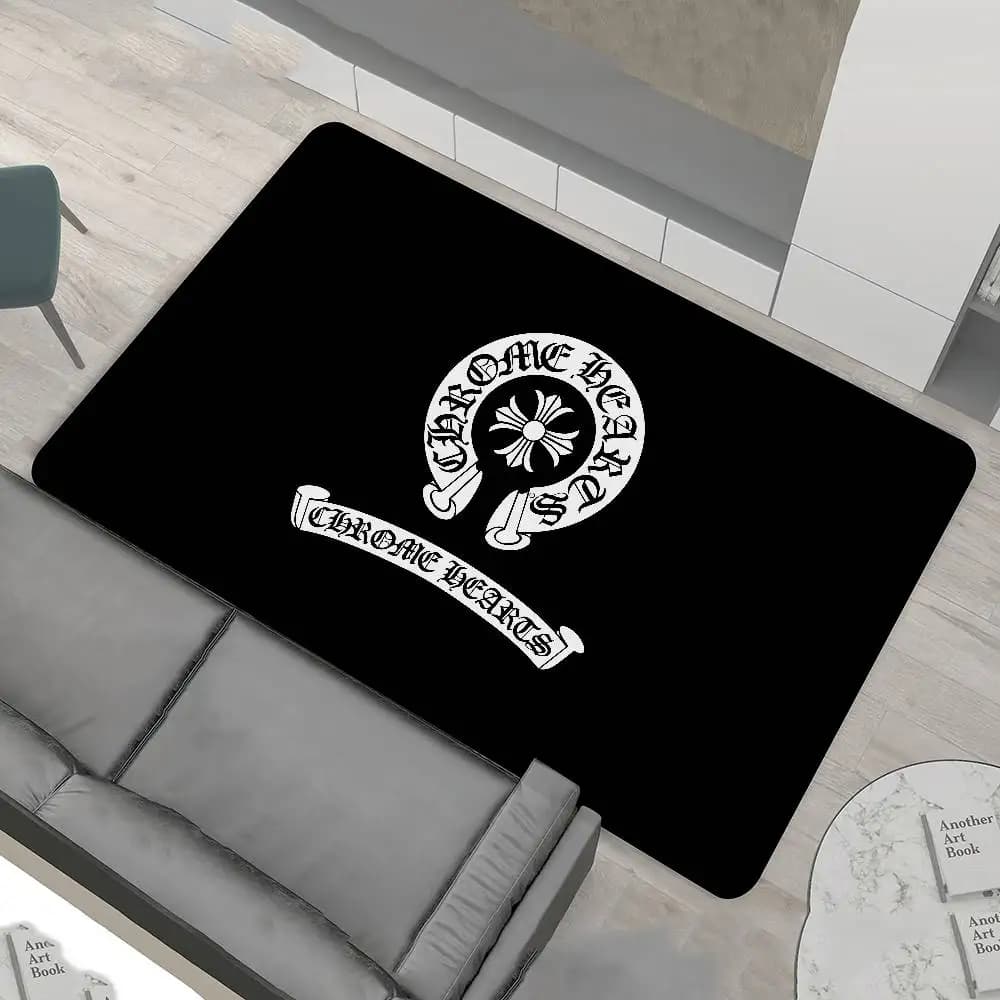 Classic C-Chrome H-Hearts Floor Mat Rectangle Anti-slip Home Soft Badmat Front Door Indoor Outdoor Mat Welcome Doormat