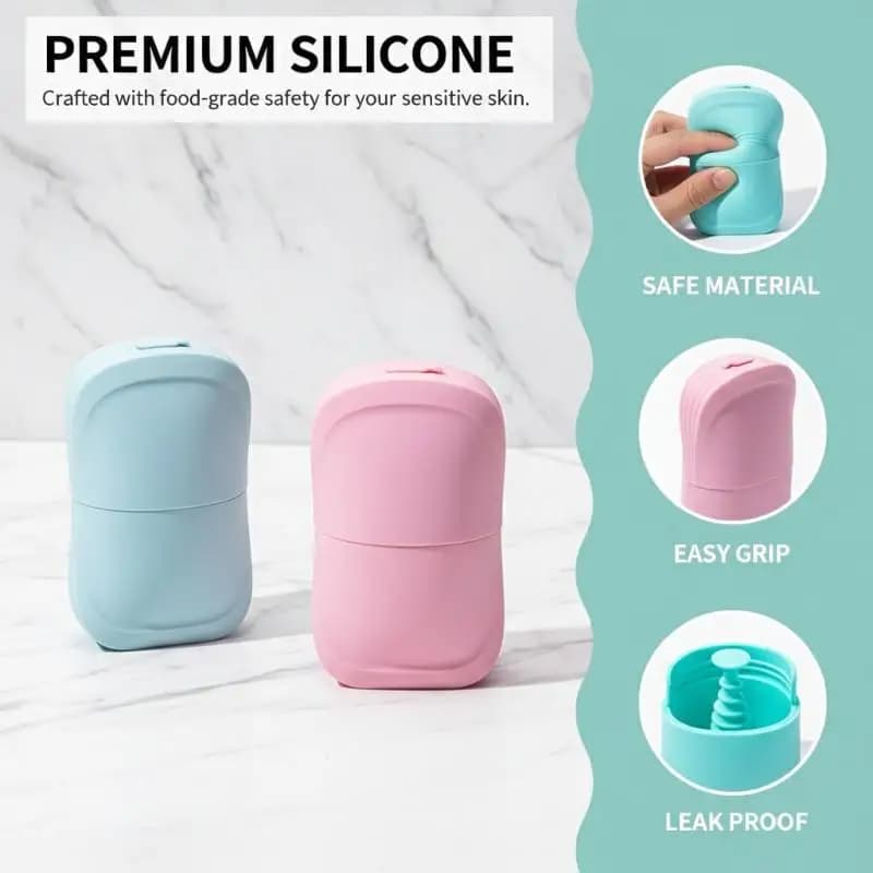 Massaggiatore viso con cubetti di ghiaccio in silicone per la cura della pelle, stampo per ghiaccio in silicone riutilizzabile per rinfrescare la pelle.