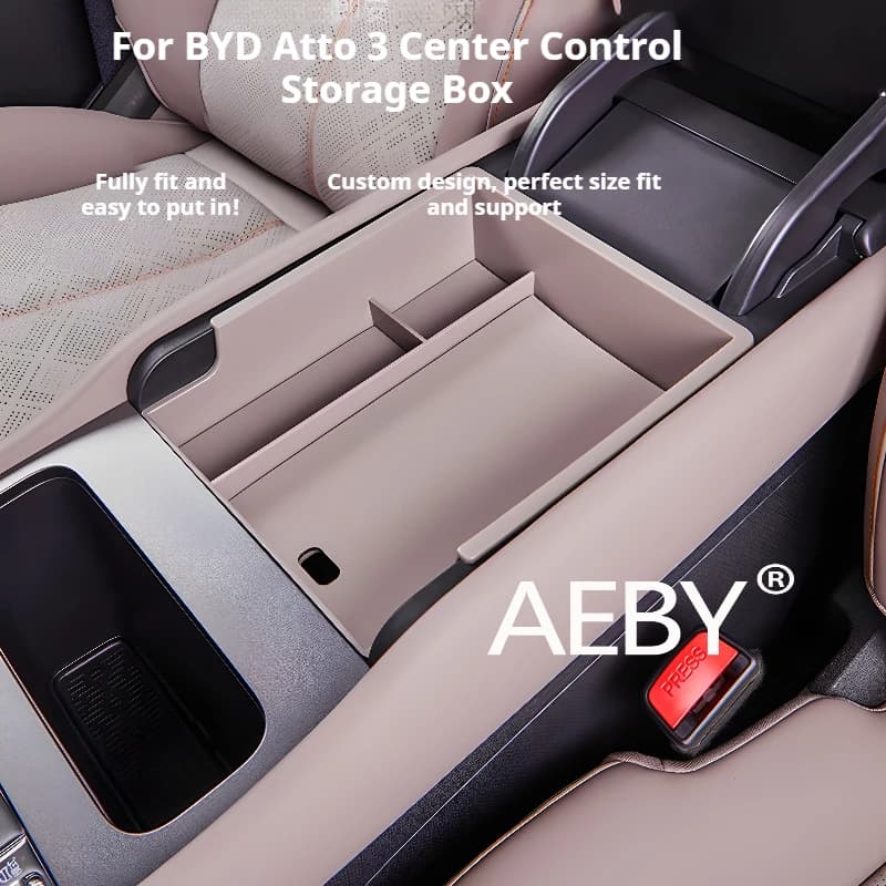 AEBY For BYD Atto 3 Smart Driving Edition 2025 Central Auto Console Organizer, Anti-slip Tray Mat, Arm Storage Organizer