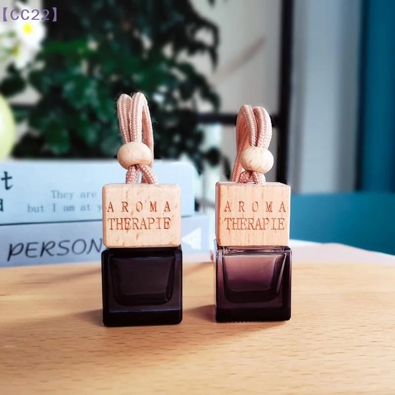 【CC22】Flacone di Profumo Vuoto da 8ML per Auto, Bottiglia in Vetro con Tappo in Legno, Diffusore di Oli Essenziali, Decorazione per Auto {C}