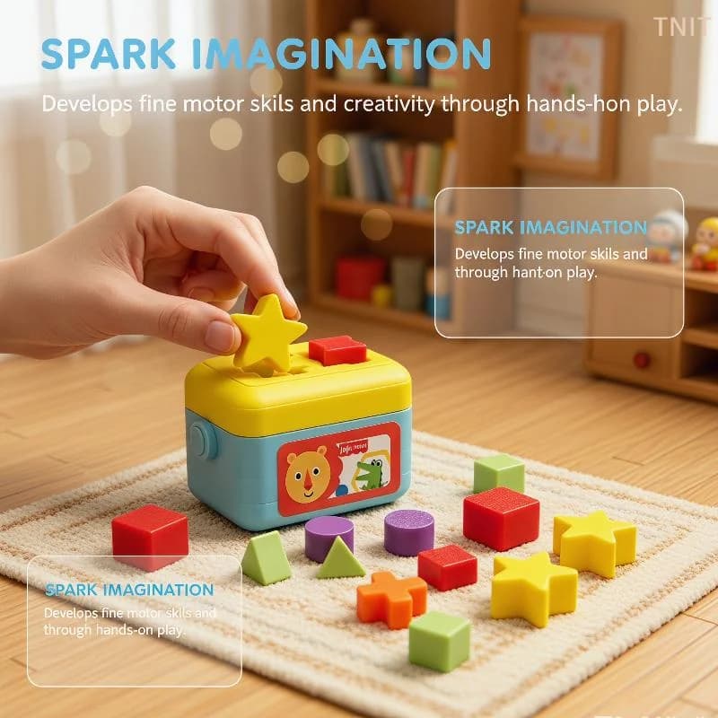 [J] 1 Set Doll House Nursery Decoration Photography Prop Miniature Shape Sorting Toy Box Dollhouse Educational Toy Model