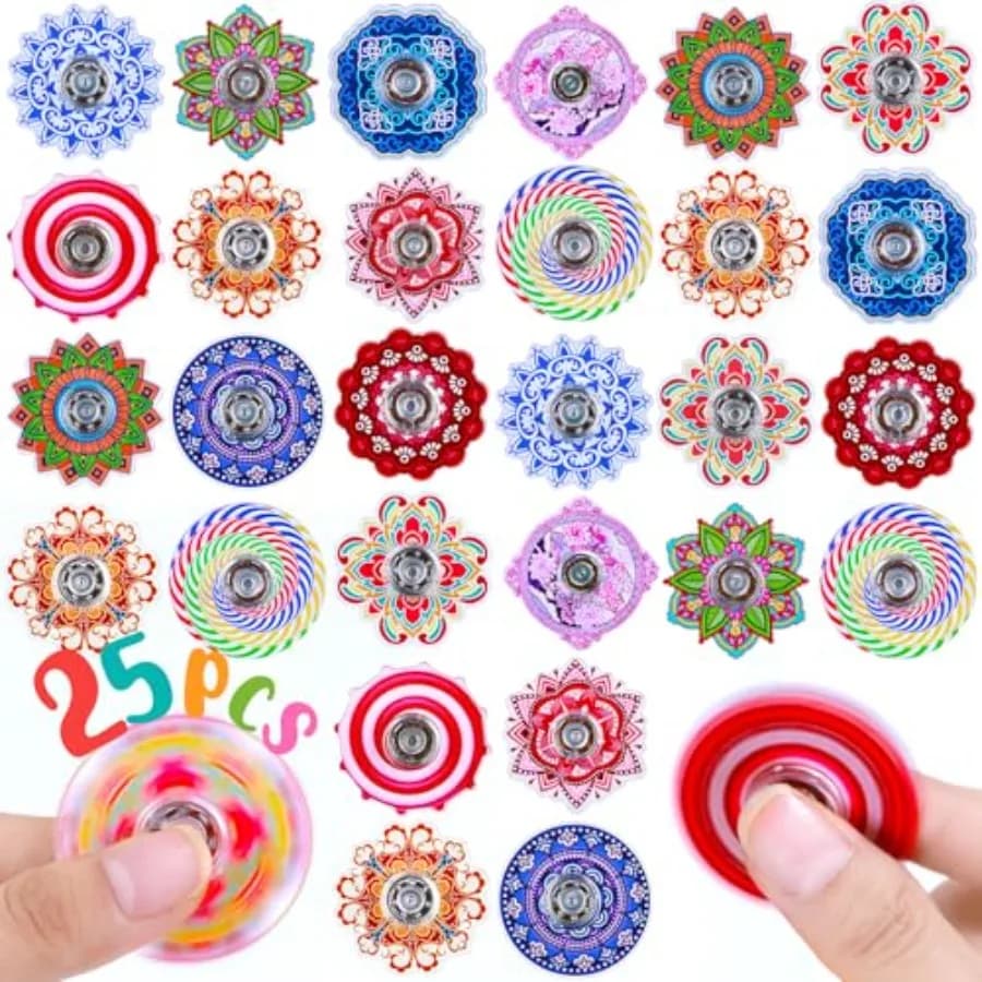 Confezione da 25 Fidget Spinner per Giocattoli Sensoriali Mini, Set per Adulti con Autismo, ADHD, Giocattoli Antistress per Aula