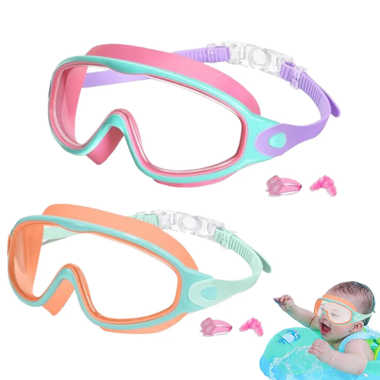 Children's swimwear for boys and girls (3-14 years) - Silicone swimwear with big frame, anti-fog, without leaks, comfortable