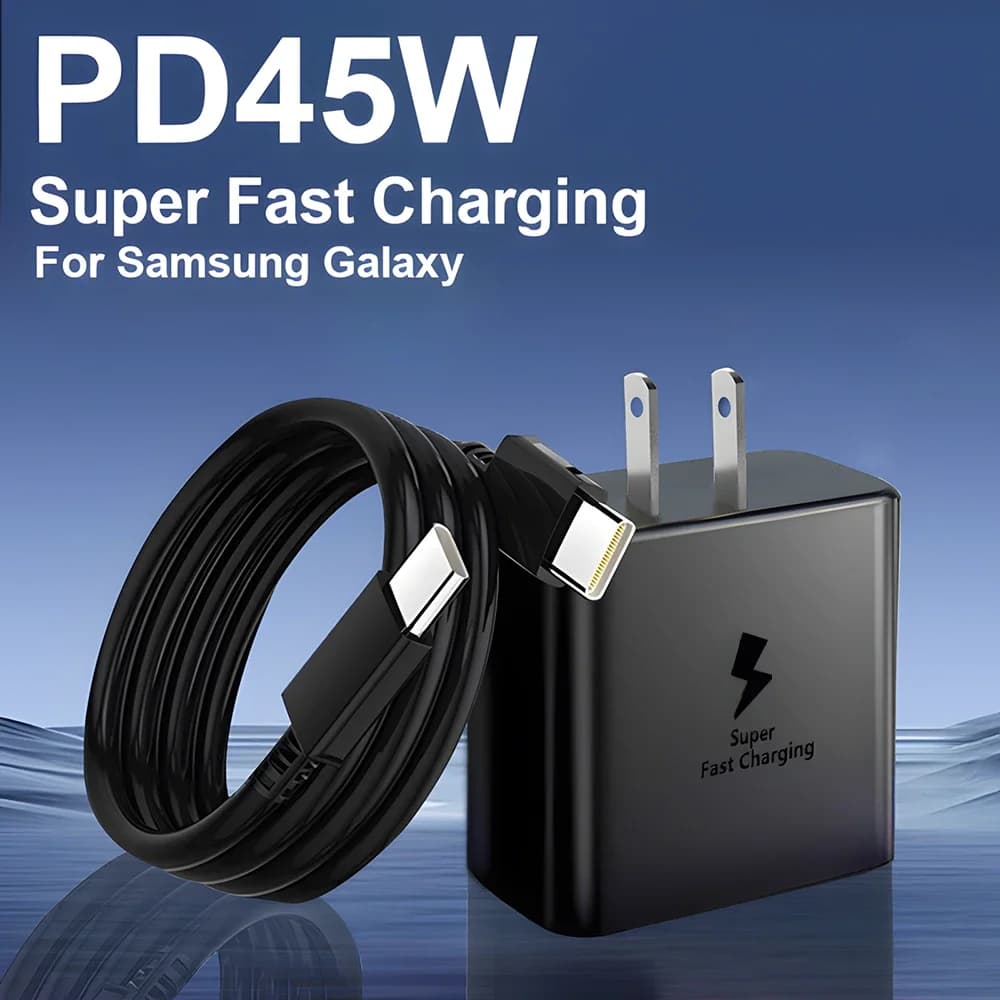 Caricabatterie super veloce da 45 W e cavo dati USB-C - Adattatore portatile per Samsung Galaxy S24/S23/S22/S25 Ultra/S21 Plus/Note 20