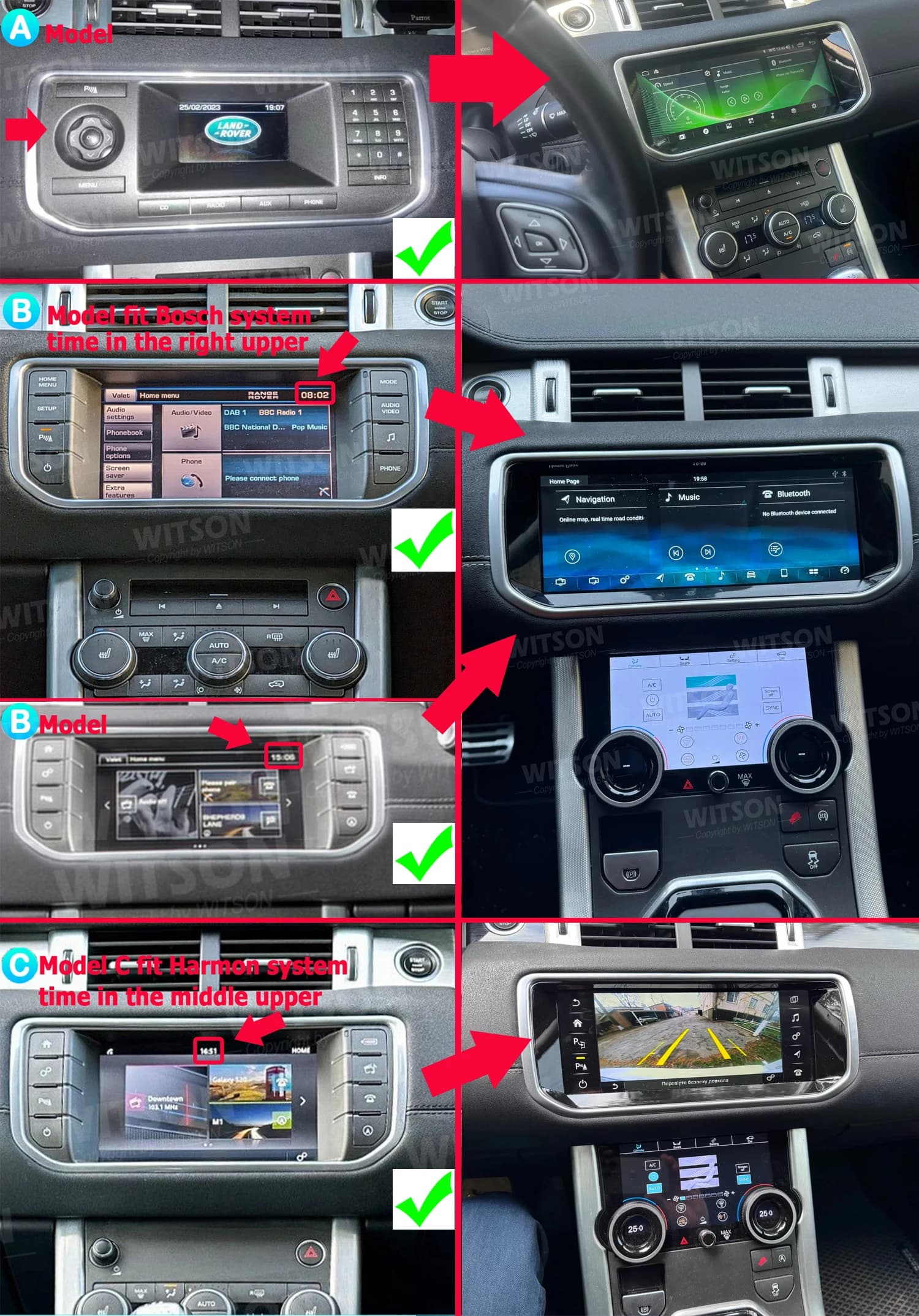Car Radio CarPlay 10.25" For Land Range Rover Evoque 2012-2018 Bosch Harmon Auto GPS Android Stereo Or AC Climate Control Screen
