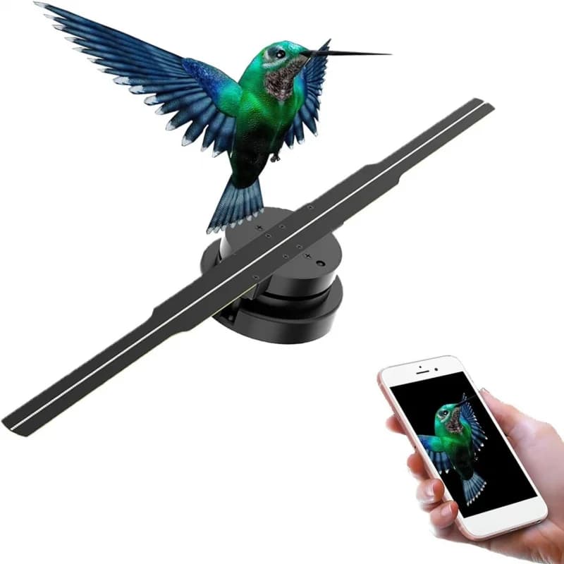 42CM Naked-Eye 3D Holographic Fan Screen Projector, Stereoscopic LED Rotating Floating Air Projection Wall-Mounted Advertising M