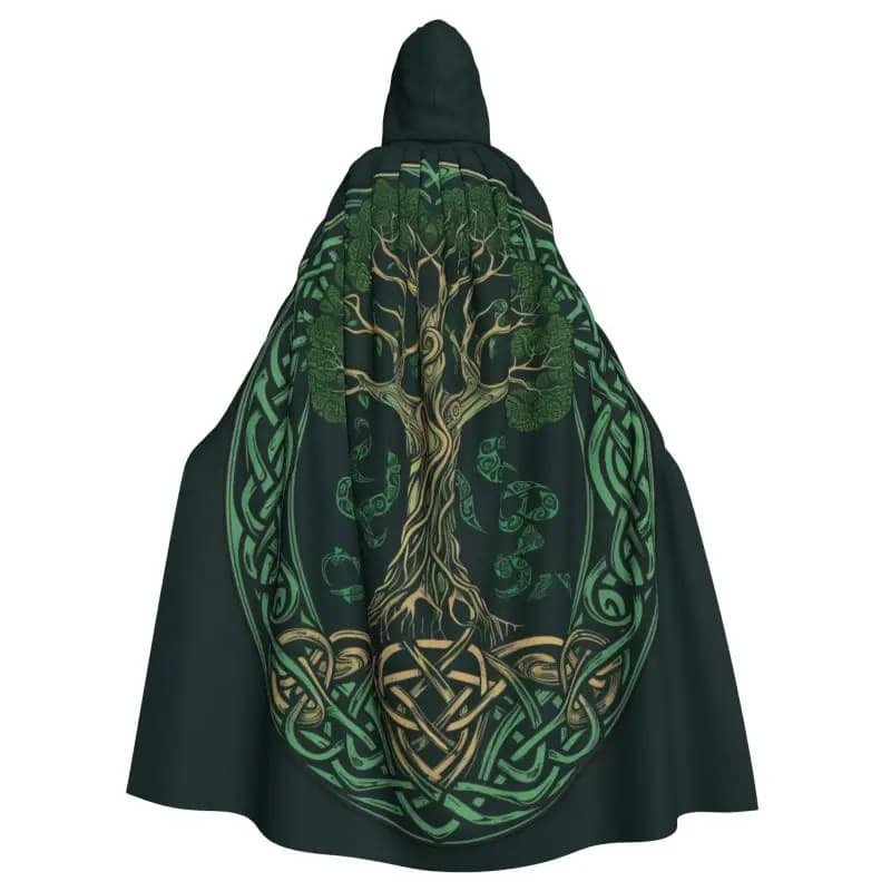Viking Nordic Tree of Life Long Hooded Robe Cloak Men Women Halloween Cosplay Costumes for Adult Cape Cosplay Costume