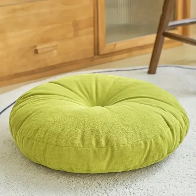 Velvet Thick Round Large Floor Seat Pillow for Adults - Seating Meditation Cushion Yoga Tatami Decorative Green Floor Pillow