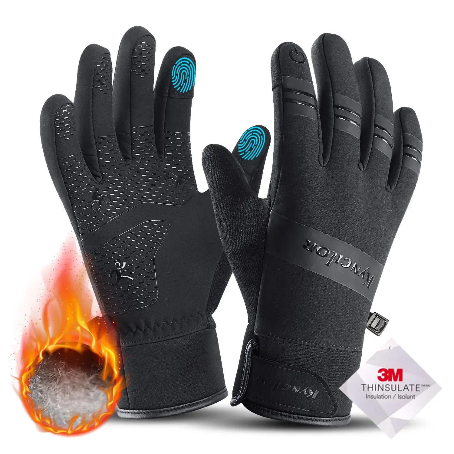3M black waterproof winter warm cycling sport outdoor racing riding motorcycle ski touch screen men's snowboard gloves