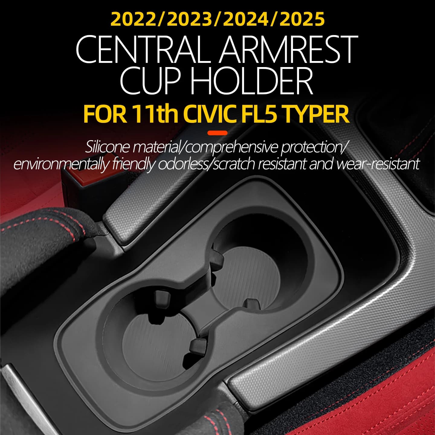 Per il 2022-2025 Honda Civic FL5 Adesivo in silicone Copri tazza Controllo centrale Antiscivolo e Tappetino per tazza a prova di perdite Interni automobilistici