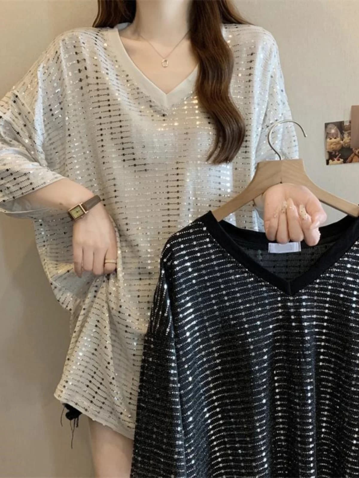 plus Size American Trendy Slim Fit T-Shirt Ultra Large 2300 Pounds Shoulder Length Mid-Length Summer Women's Top Tee
