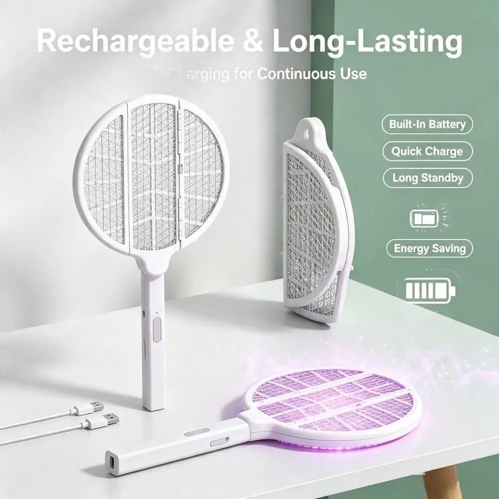 Foldable 2 in 1 Mosquito Killer, USB Charging 360° Insect Trap Portable Bug Zapper for Bedroom Camping Household Pest Control