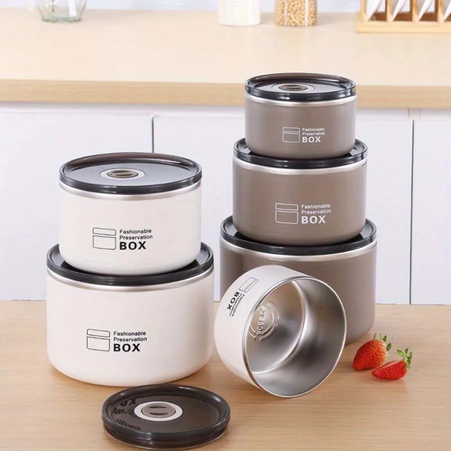 Scatola per la conservazione degli alimenti in acciaio inossidabile SUS304 con coperchio, portapranzo, scatola per alimenti da campeggio all'aperto, portapranzo isolato a doppio strato
