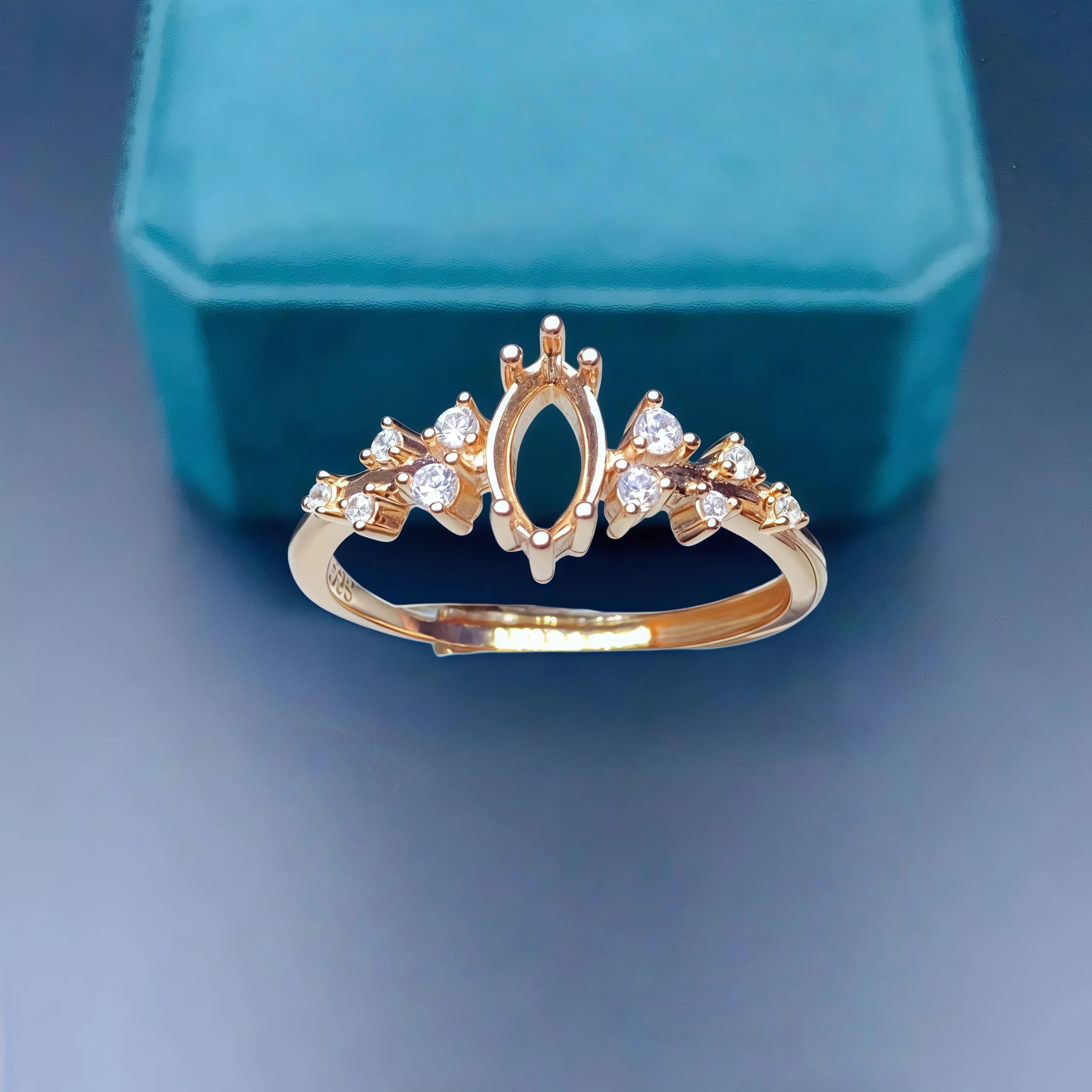 Setting 4*8mm Horse-shaped Stone Fashion DIY Ring Door Empty Silver 925 Zircon Fine Charm Wedding Jewelry for Women
