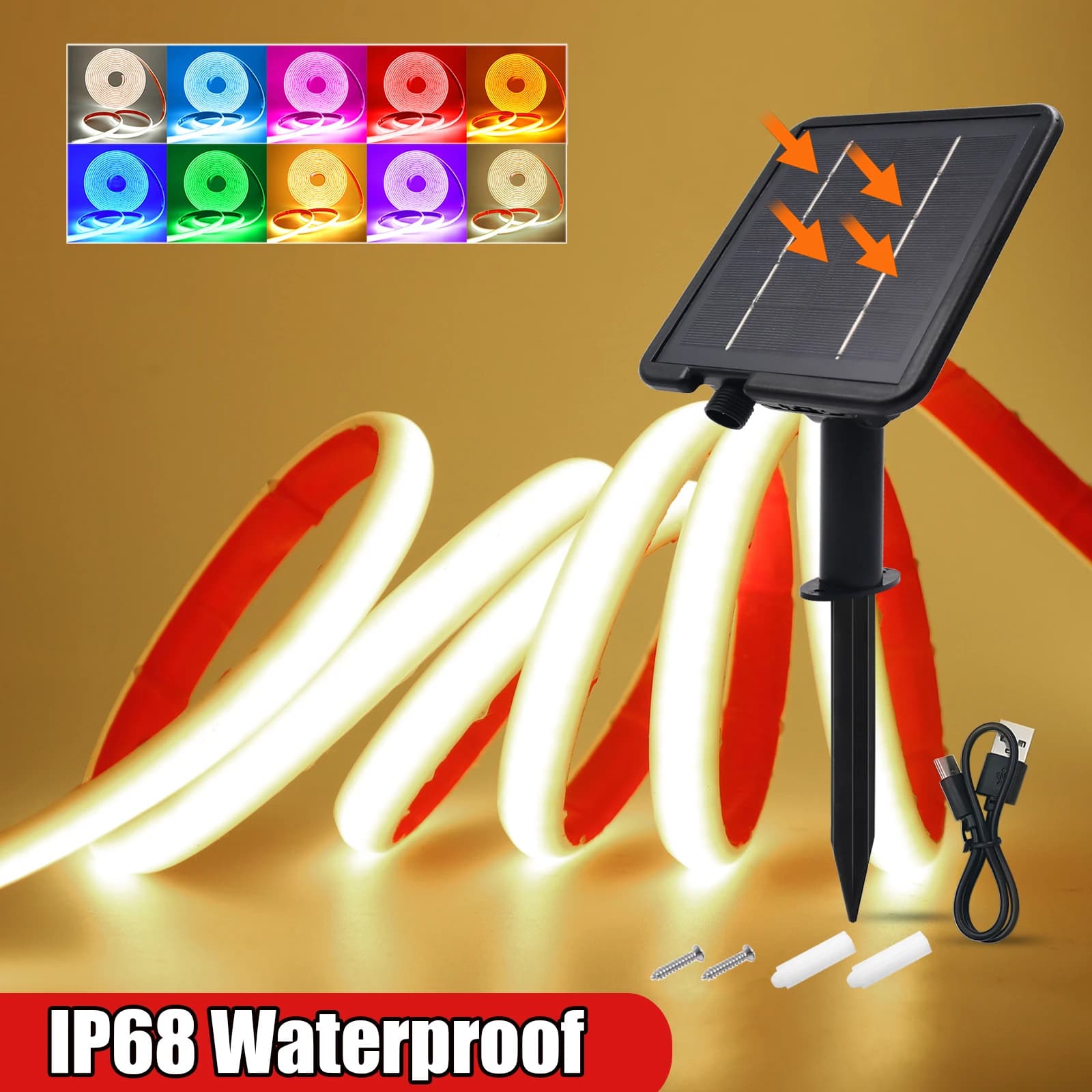 Striscia al neon COB impermeabile IP68 24V 320Leds 3000K 4000K 6000K Rosso/Verde/Blu/Giallo/Viola Corda flessibile a nastro LED Luce solare