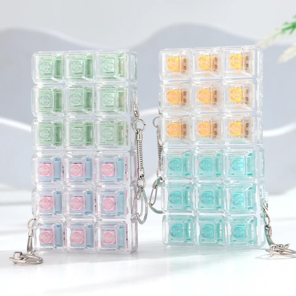 9 Keys Mini Mechanical Keyboard Keychain Without Light Clicker Stress Relief Fidget Cute Pocket Anxiety Relief Pendant Gift