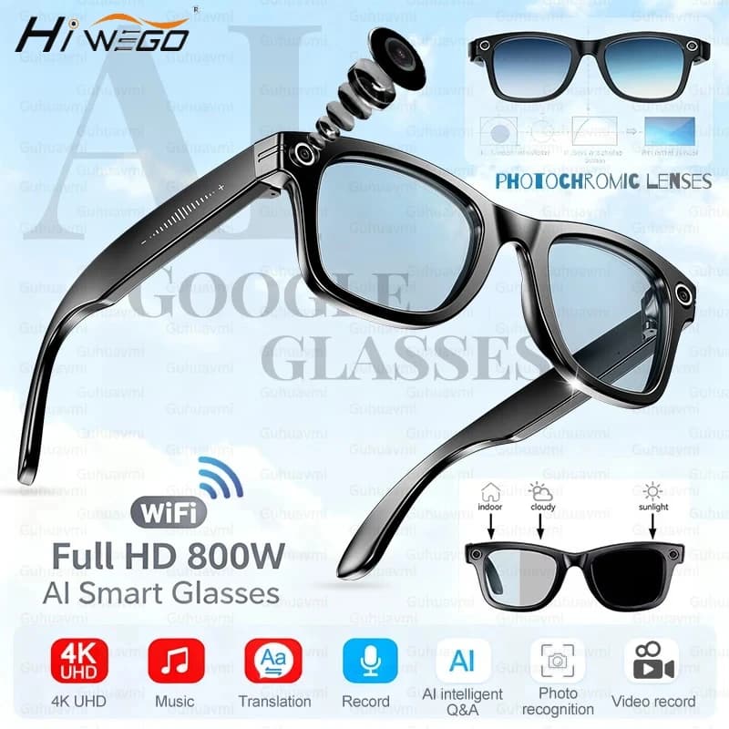 2025 NEW 800W Pixel UHD Camera Smart Glasses Video Recording AI Photo Recognition Answer Translation Bluetooth Call Sunglasses