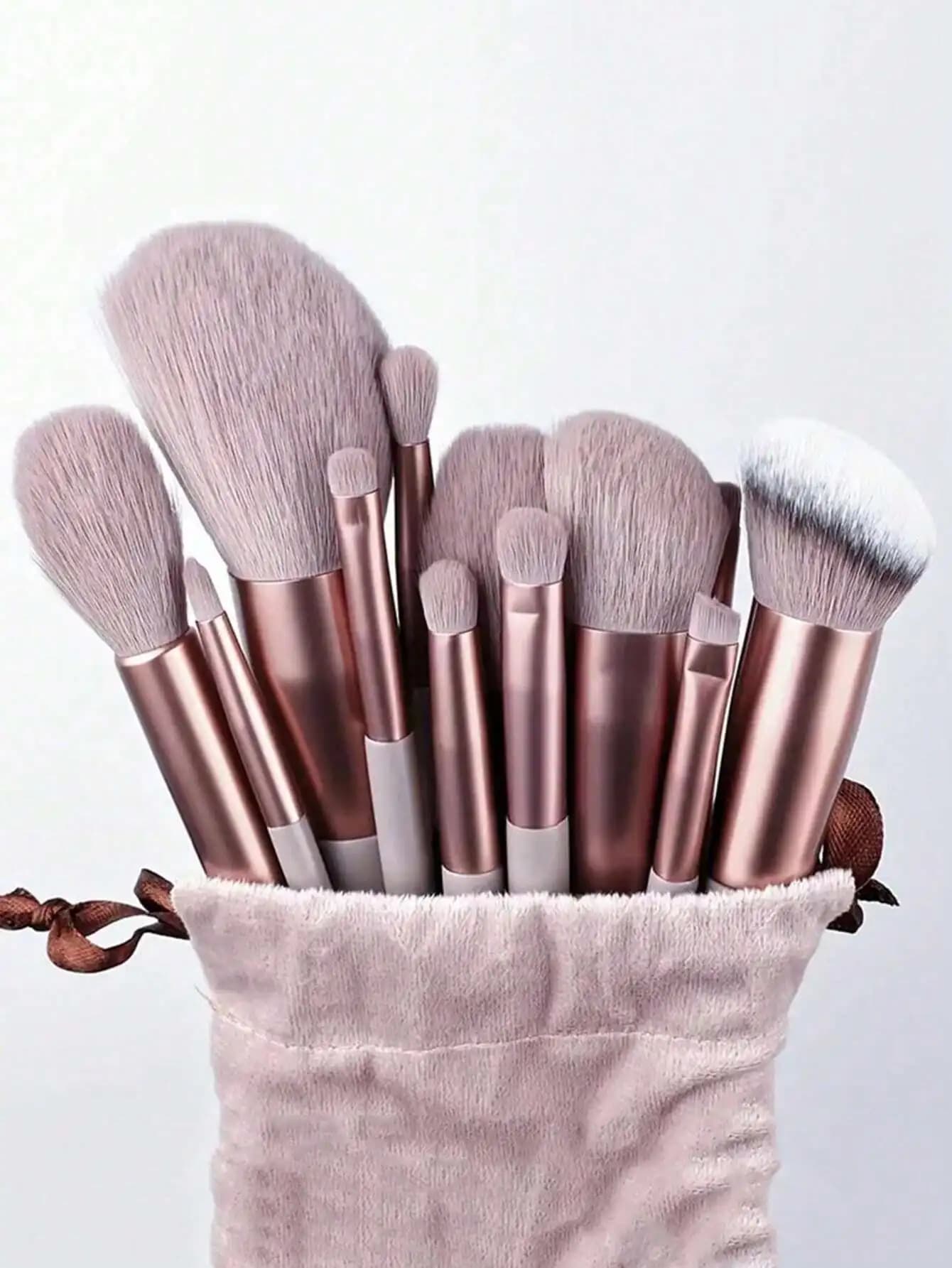 Set di pennelli per trucco portatili rosa da 13 pezzi, inclusi pennelli per fard, ombretto e strumenti per il trucco completo del viso, set di pennelli per trucco, set completo di strumenti per il trucco, set di pennelli per trucco, set regalo per il trucco