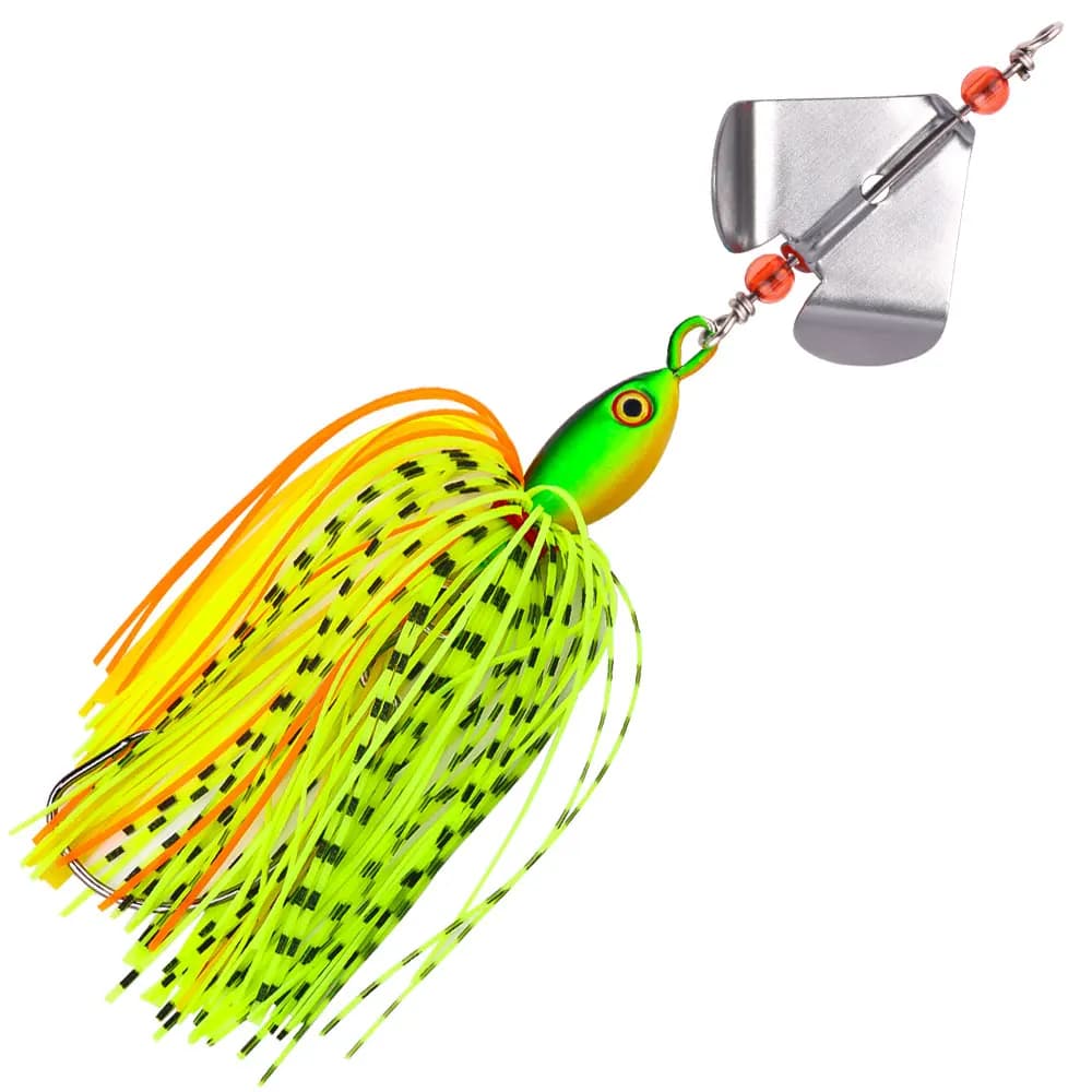 Esca da Pesca Buzzbait con Lama Rotante e Gonna in Silicone, Esca Artificiale Wobbler per Bass, Luccio e Lucioperca