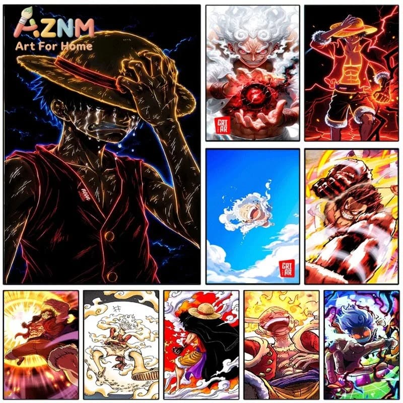One Piece Luffy Straw Hat Anime Canvas Wall Art Unframed Single Canvas Print Poster For Bedroom Living Room Home Wall