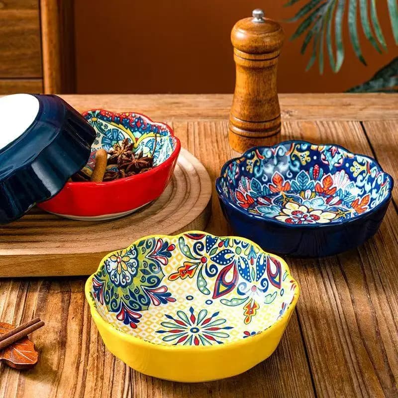 6In Air Fryer Special Bowls Fruit Salad Bowls Ceramic Household Lace Bowls Dessert Bowls Steamed Egg Bowls Baking Bowls